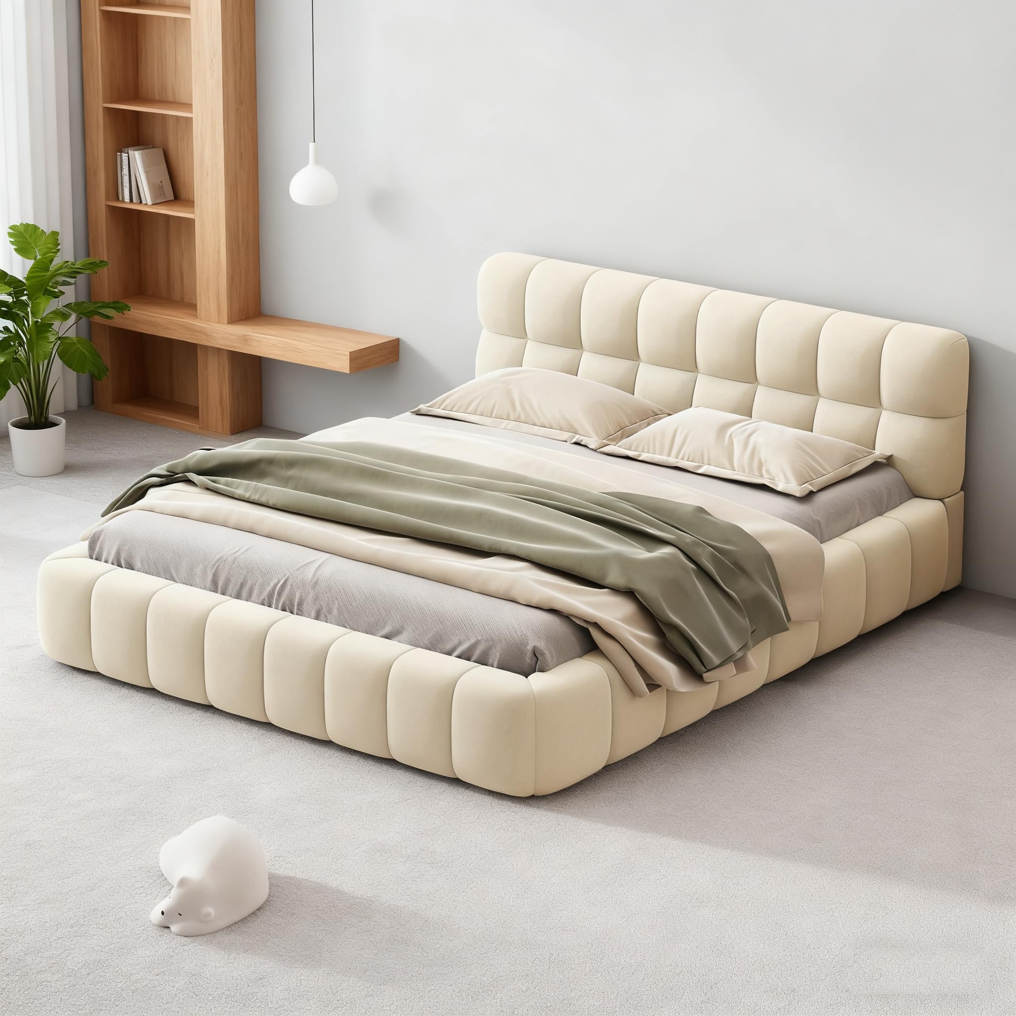 Amazon.com: JIJIWANG Queen Size Upholstered Platform Bed with